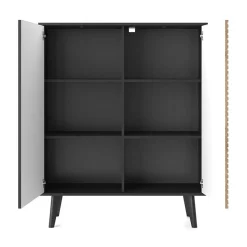 Garnero Arredamenti Credenza alta 104x125h cm 2 ante moderna rovere cannettato nero Tonk Clearance