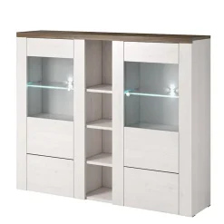 Garnero Arredamenti Credenza alta 155x130h cm 2 ante bianco frassinato rovere Paloma 2 Bianco Frassinato - Noce Clearance