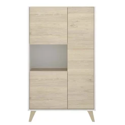 Garnero Arredamenti Credenza alta 81x135h cm 3 ante moderna rovere bianco Elmer Rovere - Bianco opaco Outlet
