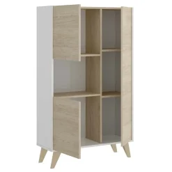 Garnero Arredamenti Credenza alta 81x135h cm 3 ante moderna rovere bianco Elmer Rovere - Bianco opaco Outlet