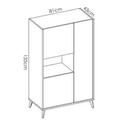 Garnero Arredamenti Credenza alta 81x135h cm 3 ante moderna rovere bianco Elmer Rovere - Bianco opaco Outlet
