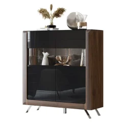 Garnero Arredamenti Credenza alta 129x137h cm 2 ante noce nero lucido Jumbo Nero Lucido - Noce Hot