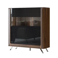 Garnero Arredamenti Credenza alta 129x137h cm 2 ante noce nero lucido Jumbo Nero Lucido - Noce Hot