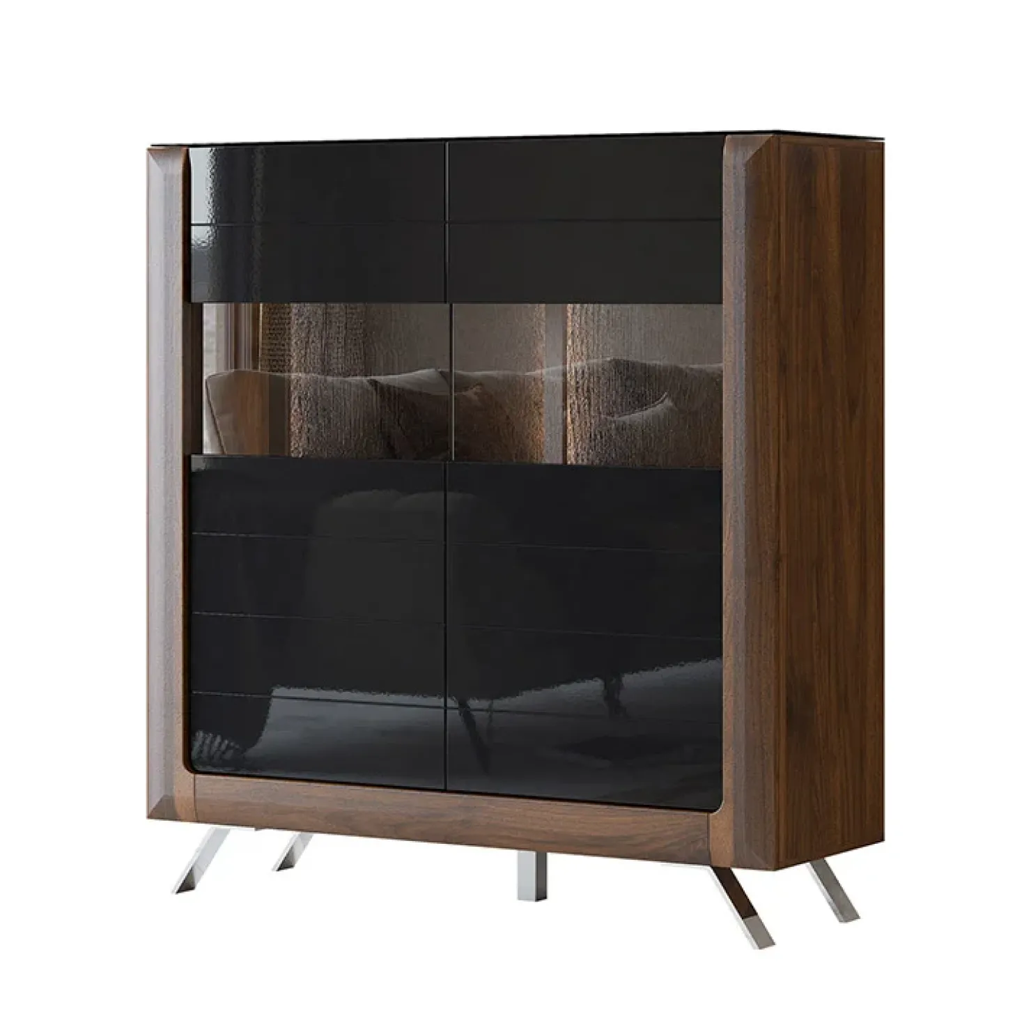 Garnero Arredamenti Credenza alta 129x137h cm 2 ante noce nero lucido Jumbo Nero Lucido - Noce Hot