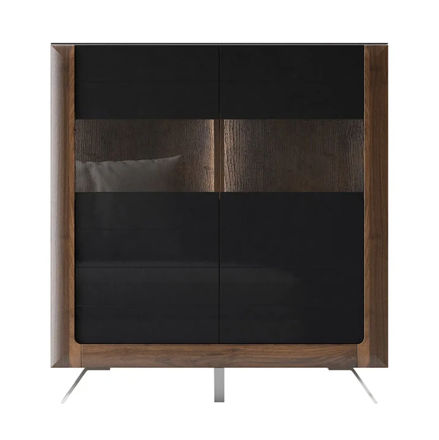 Garnero Arredamenti Credenza alta 129x137h cm 2 ante noce nero lucido Jumbo Nero Lucido - Noce Hot