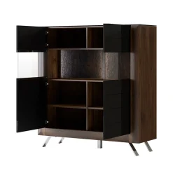 Garnero Arredamenti Credenza alta 129x137h cm 2 ante noce nero lucido Jumbo Nero Lucido - Noce Hot