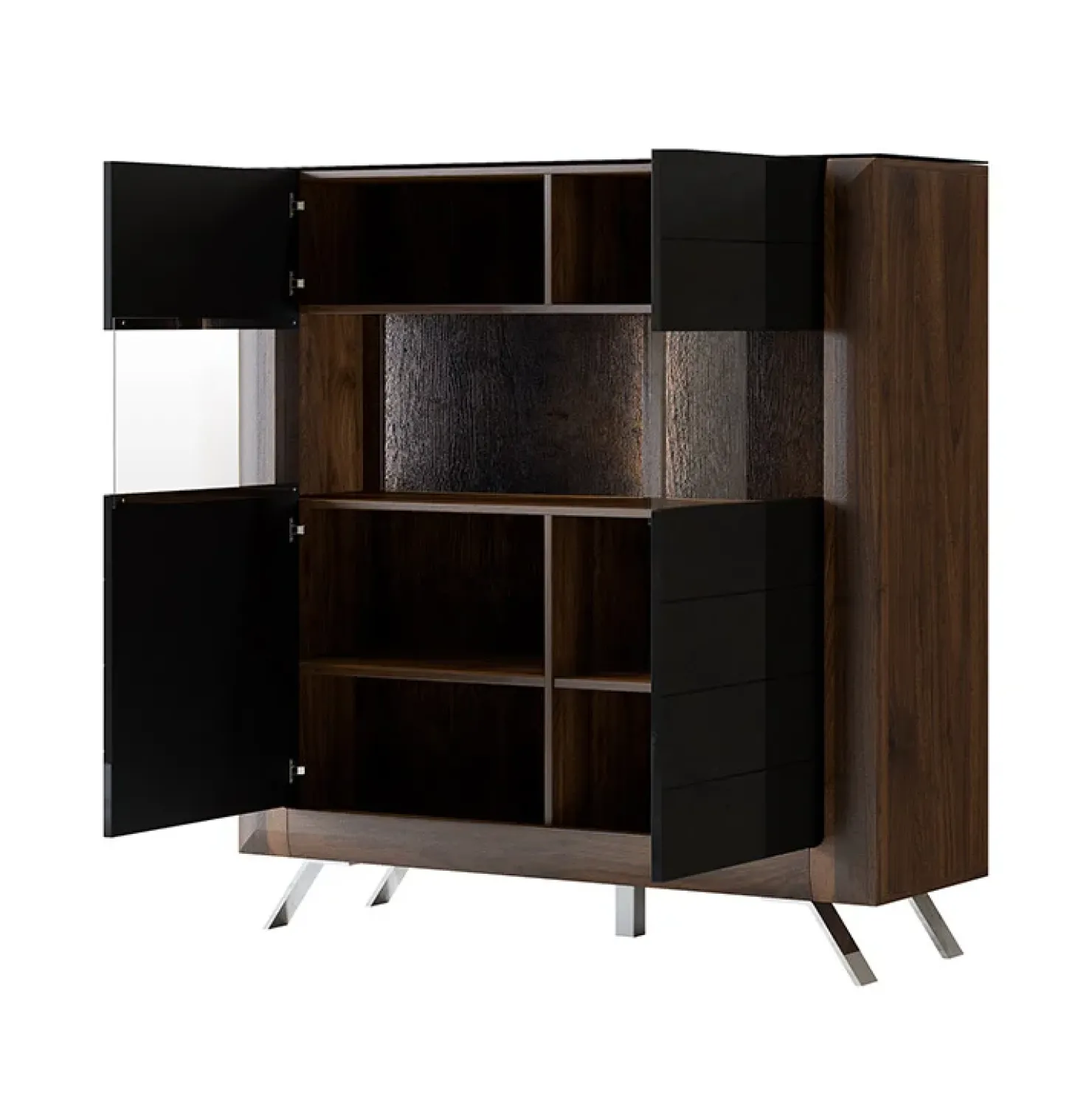 Garnero Arredamenti Credenza alta 129x137h cm 2 ante noce nero lucido Jumbo Nero Lucido - Noce Hot