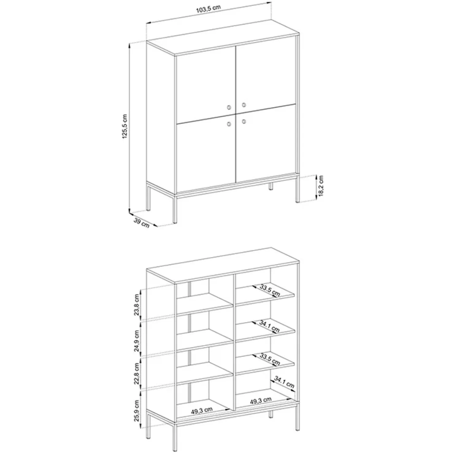 Garnero Arredamenti Credenza alta 104x125h cm 4 ante soggiorno Glory Beige Hot
