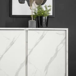 Garnero Arredamenti Credenza alta 92x145h cm 4 ante effetto Viking Marmo bianco New
