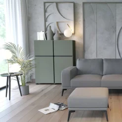 Garnero Arredamenti Credenza alta 120x140h cm 4 ante moderna verde nero Lolla Verde Salvia