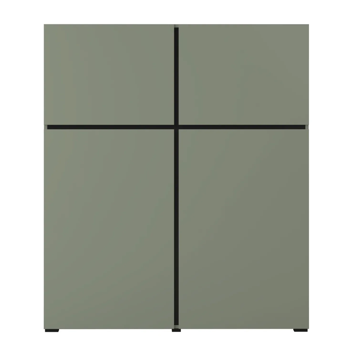 Garnero Arredamenti Credenza alta 120x140h cm 4 ante moderna verde nero Lolla Verde Salvia