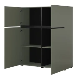 Garnero Arredamenti Credenza alta 120x140h cm 4 ante moderna verde nero Lolla Verde Salvia