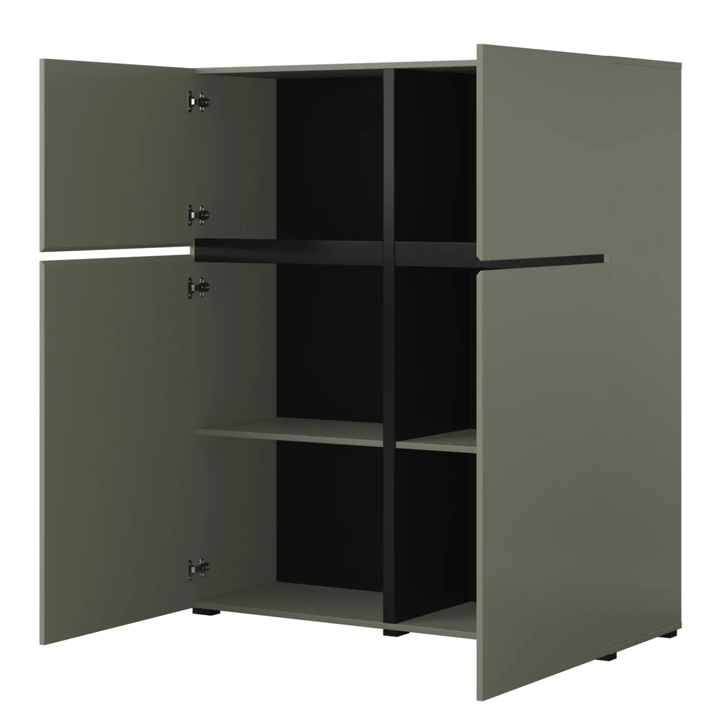 Garnero Arredamenti Credenza alta 120x140h cm 4 ante moderna verde nero Lolla Verde Salvia