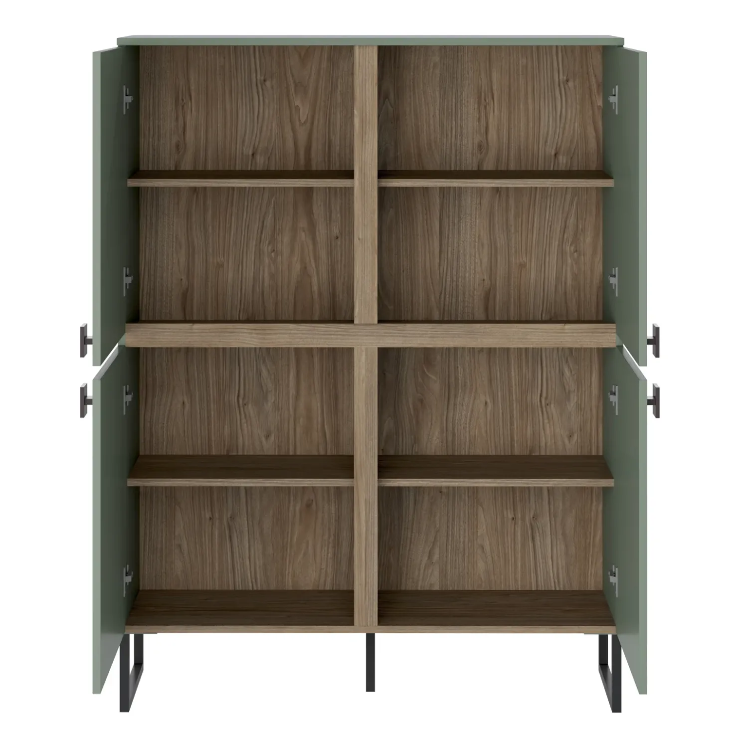 Garnero Arredamenti Credenza alta 108x144h cm 4 ante verde salvia scuro rovere Selvia