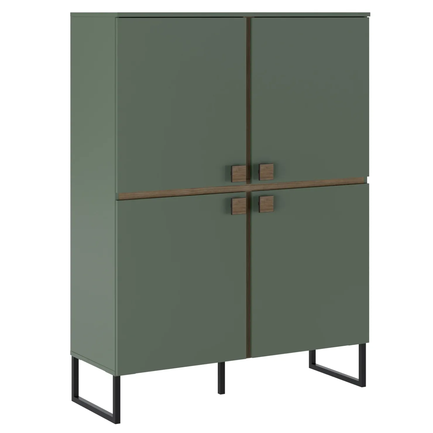 Garnero Arredamenti Credenza alta 108x144h cm 4 ante verde salvia scuro rovere Selvia