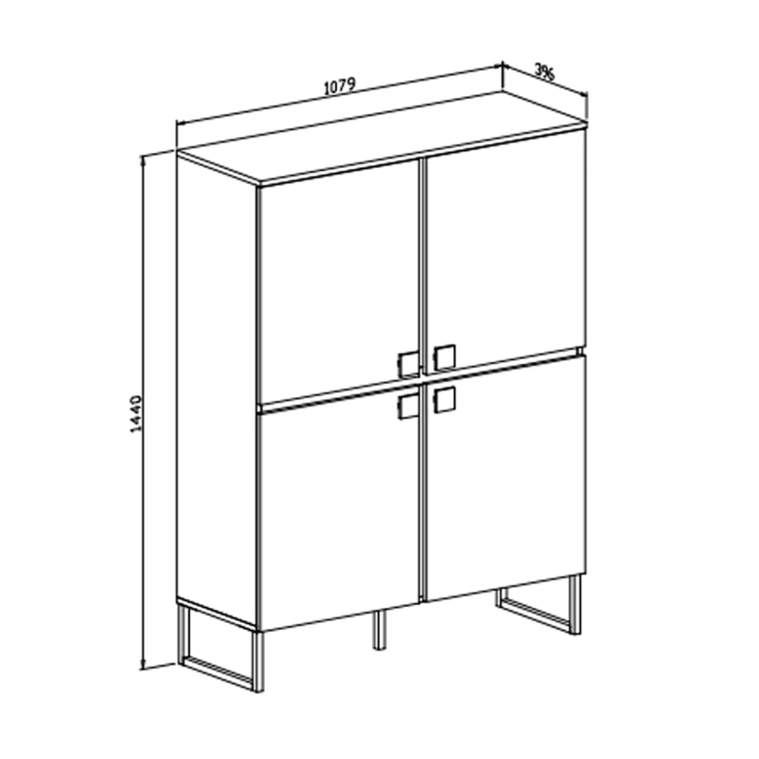 Garnero Arredamenti Credenza alta 108x144h cm 4 ante verde salvia scuro rovere Selvia