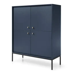 Garnero Arredamenti Credenza alta 104x125h cm 4 ante soggiorno notte Glory Blu