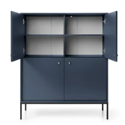 Garnero Arredamenti Credenza alta 104x125h cm 4 ante soggiorno notte Glory Blu