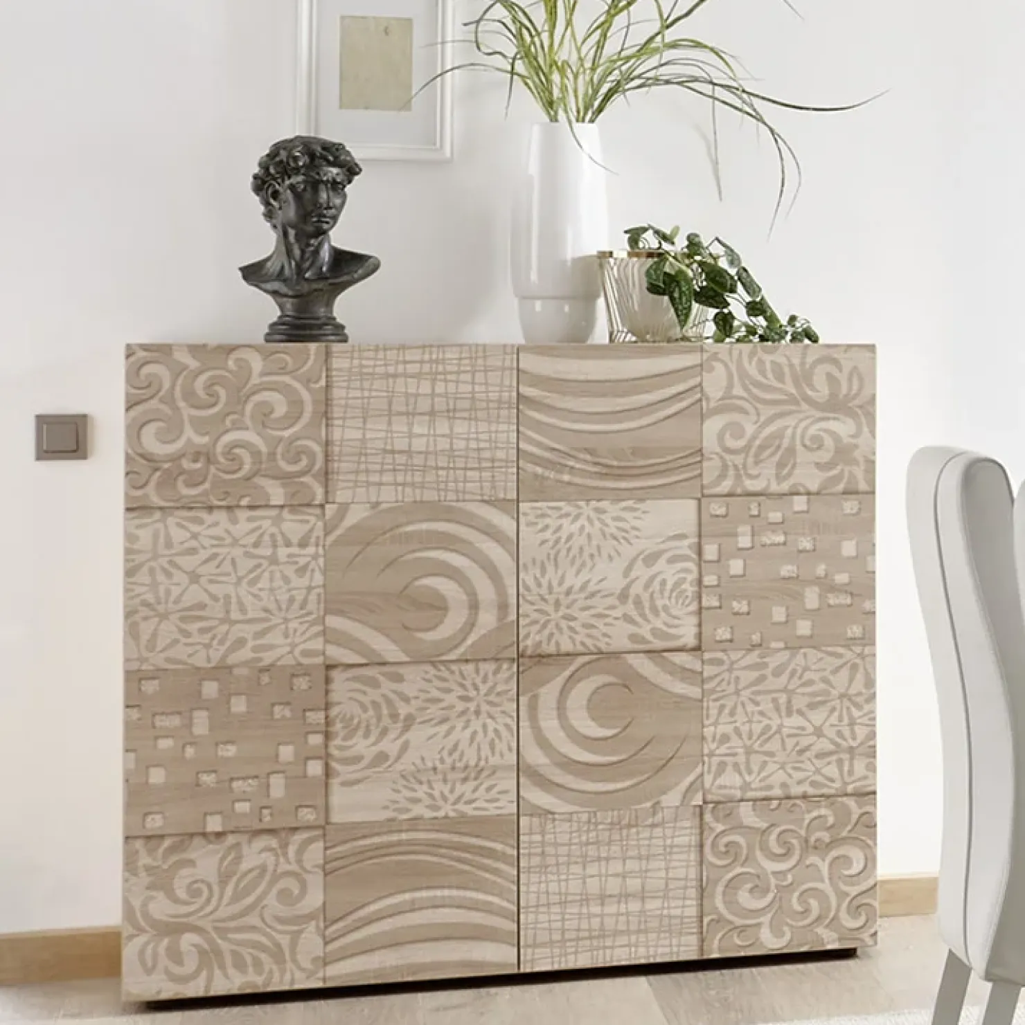 Garnero Arredamenti Credenza alta 121x111h cm 2 ante samoa con serigrafia Paradise Rovere Sale