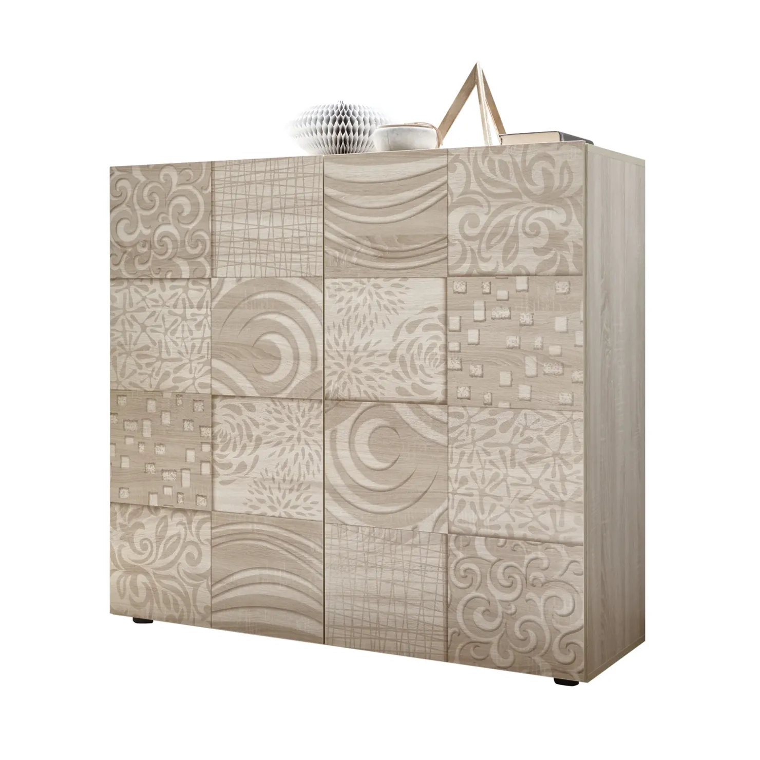 Garnero Arredamenti Credenza alta 121x111h cm 2 ante samoa con serigrafia Paradise Rovere Sale