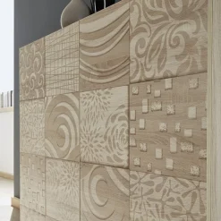 Garnero Arredamenti Credenza alta 121x111h cm 2 ante samoa con serigrafia Paradise Rovere Sale