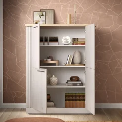 Garnero Arredamenti Credenza alta 118x160h cm 4 ante rovere bianco frassinato Armonia