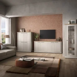 Garnero Arredamenti Credenza alta 118x160h cm 4 ante rovere bianco frassinato Armonia