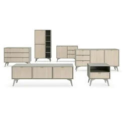 Garnero Arredamenti Credenza alta 80x160h cm 2 ante verde salvia rovere Myrta Rovere - Verde salvia New