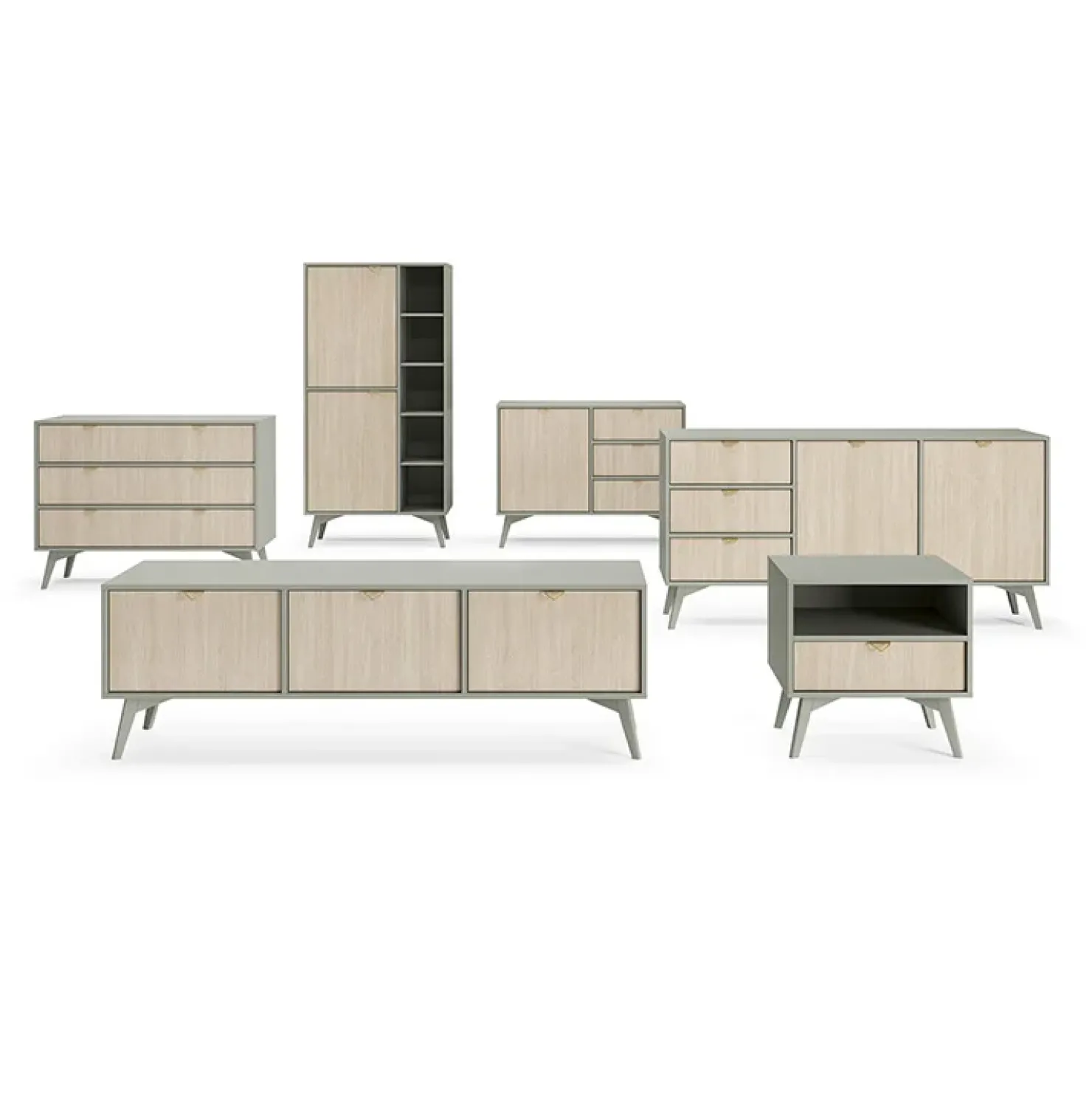 Garnero Arredamenti Credenza alta 80x160h cm 2 ante verde salvia rovere Myrta Rovere - Verde salvia New