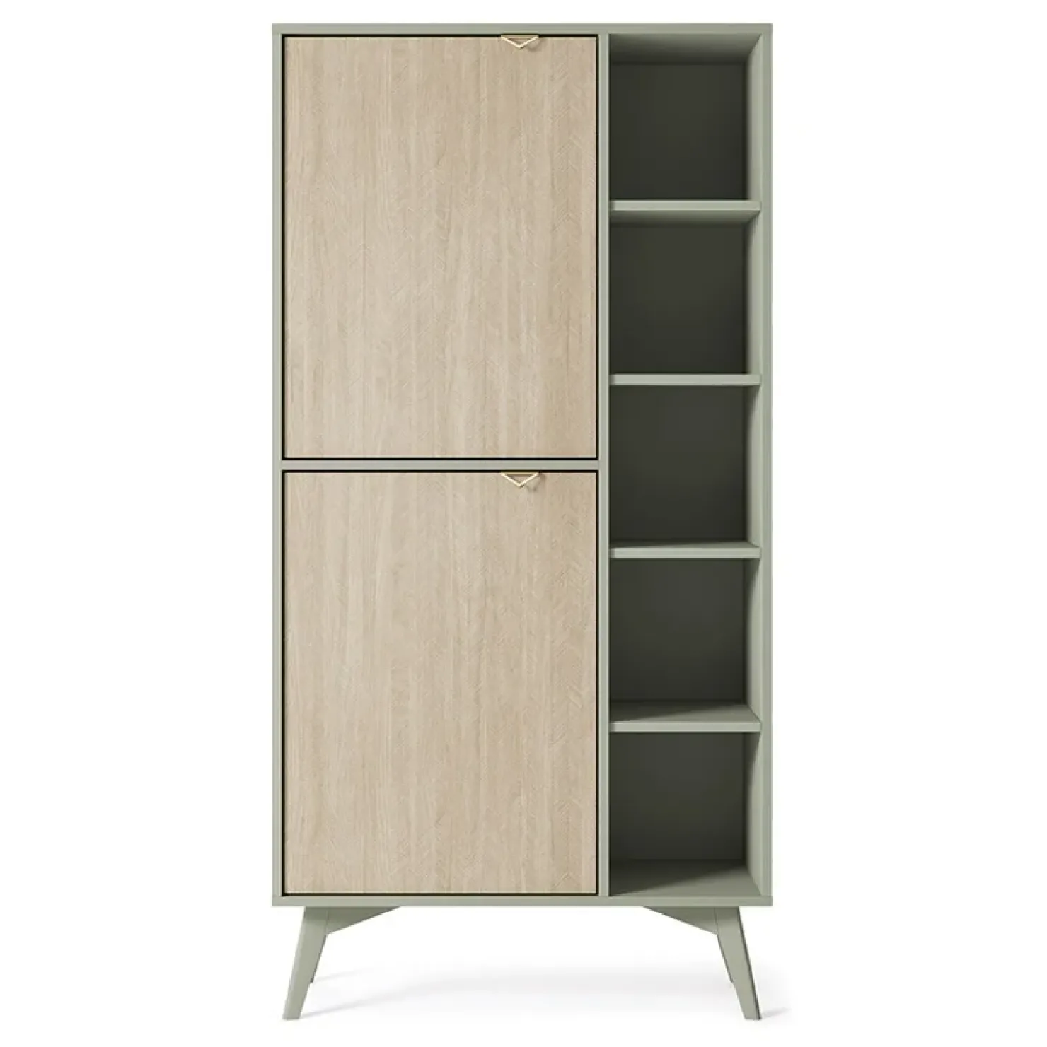 Garnero Arredamenti Credenza alta 80x160h cm 2 ante verde salvia rovere Myrta Rovere - Verde salvia New
