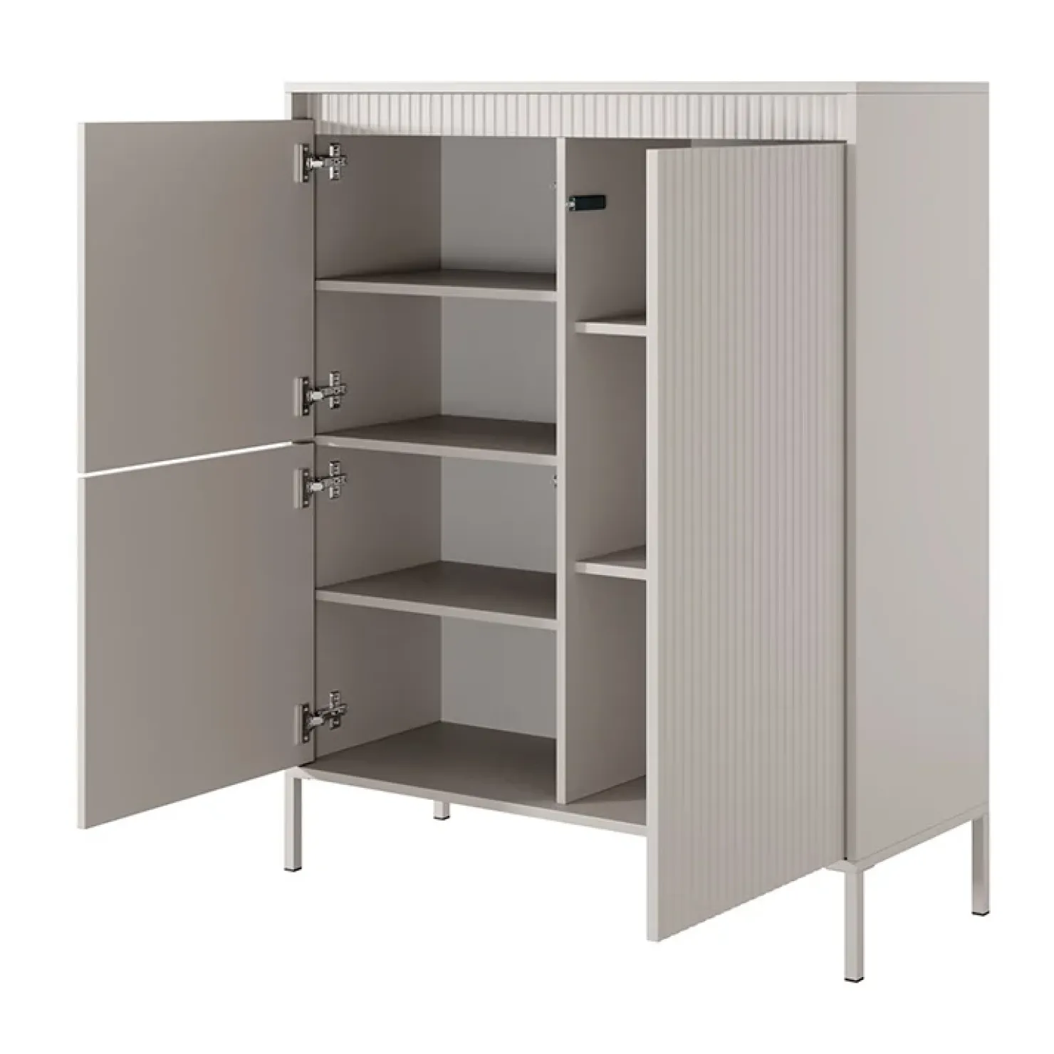 Garnero Arredamenti Credenza alta 104x124h cm 3 ante cannettato Ciar Beige Clearance