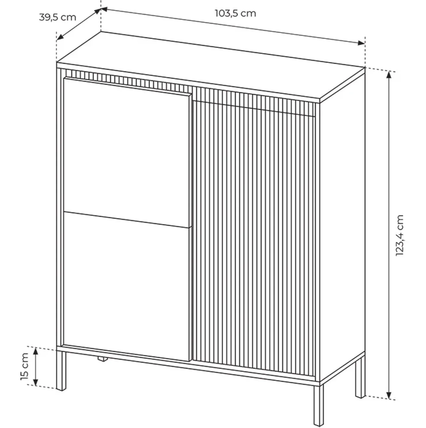 Garnero Arredamenti Credenza alta 104x124h cm 3 ante cannettato Ciar Beige Clearance