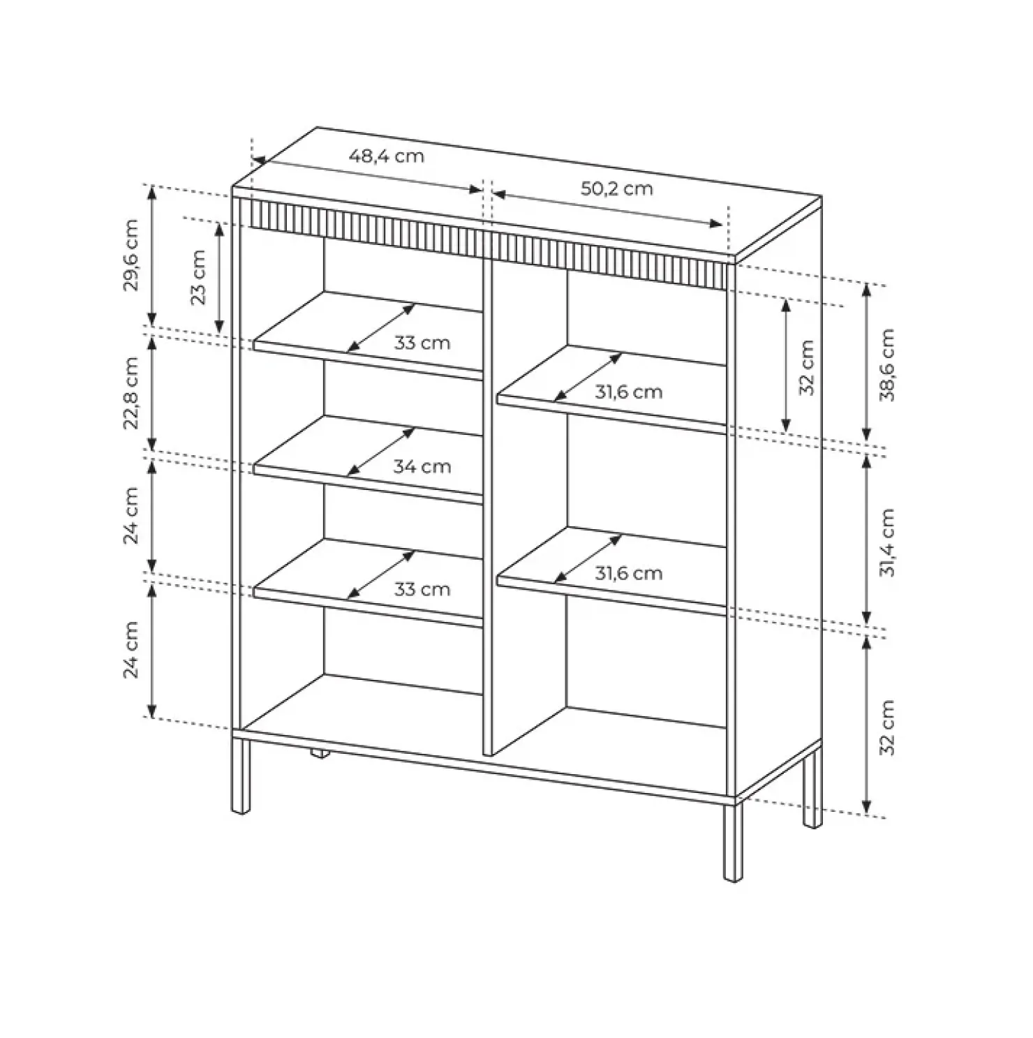 Garnero Arredamenti Credenza alta 104x124h cm 3 ante cannettato Ciar Beige Clearance