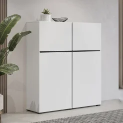 Garnero Arredamenti Credenza alta 120x140h cm 4 ante moderna nero Lolla Bianco Opaco Discount