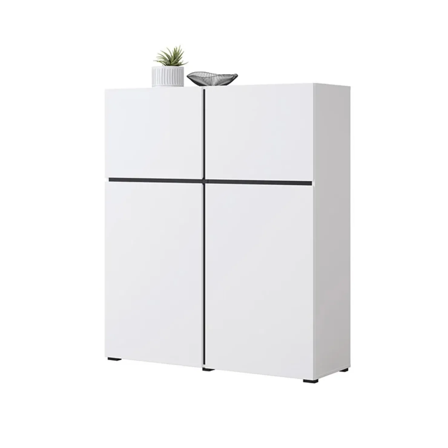 Garnero Arredamenti Credenza alta 120x140h cm 4 ante moderna nero Lolla Bianco Opaco Discount