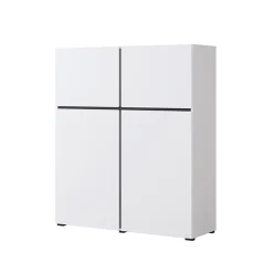 Garnero Arredamenti Credenza alta 120x140h cm 4 ante moderna nero Lolla Bianco Opaco Discount