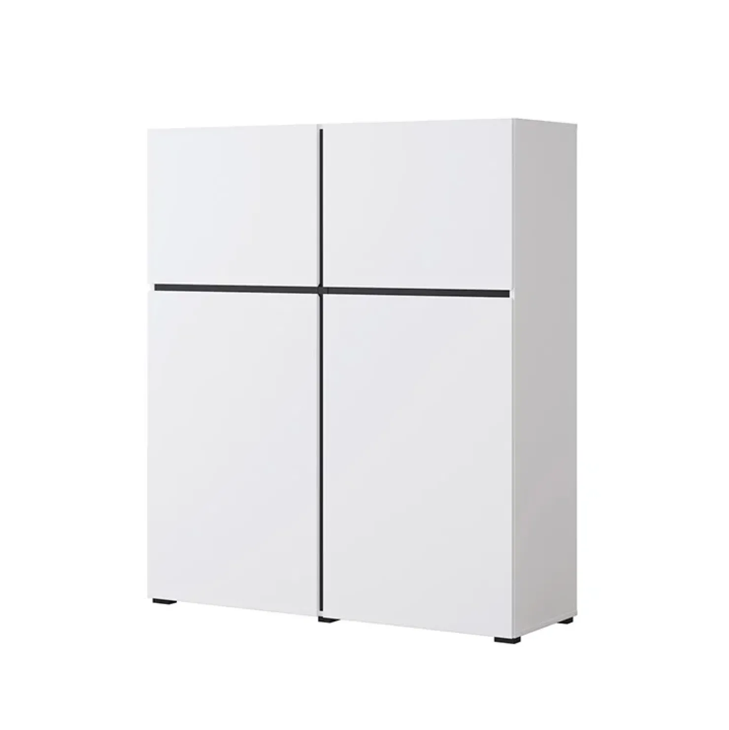 Garnero Arredamenti Credenza alta 120x140h cm 4 ante moderna nero Lolla Bianco Opaco Discount