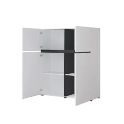 Garnero Arredamenti Credenza alta 120x140h cm 4 ante moderna nero Lolla Bianco Opaco Discount