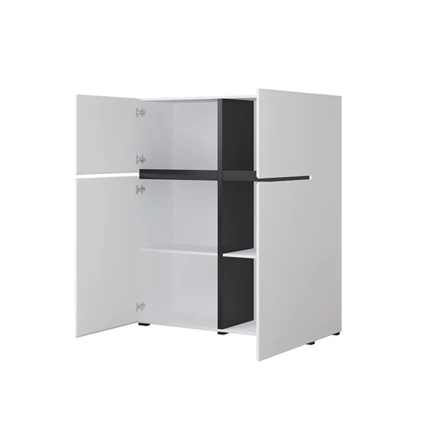 Garnero Arredamenti Credenza alta 120x140h cm 4 ante moderna nero Lolla Bianco Opaco Discount