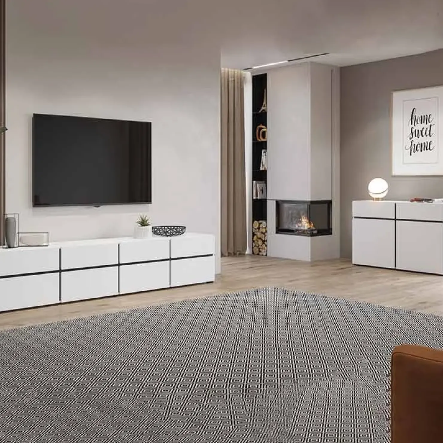 Garnero Arredamenti Credenza alta 120x140h cm 4 ante moderna nero Lolla Bianco Opaco Discount