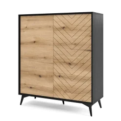 Garnero Arredamenti Credenza alta 104x119h cm 2 ante moderna soggiorno quercia nero Becca Outlet