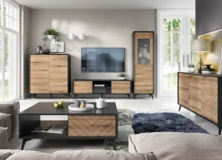 Garnero Arredamenti Credenza alta 104x119h cm 2 ante moderna soggiorno quercia nero Becca Outlet