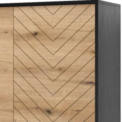 Garnero Arredamenti Credenza alta 104x119h cm 2 ante moderna soggiorno quercia nero Becca Outlet