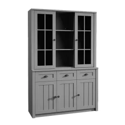 Garnero Arredamenti Credenza alta 130x200h cm 3 cassetti con vetrina Provenza Grigio Sale