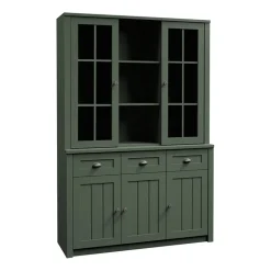 Garnero Arredamenti Credenza alta 130x200h cm 3 cassetti con vetrina Provenza Verde Outlet