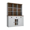 Garnero Arredamenti Credenza alta 130x200h cm 3 cassetti con vetrina bianco frassinato rovere Provenza Outlet
