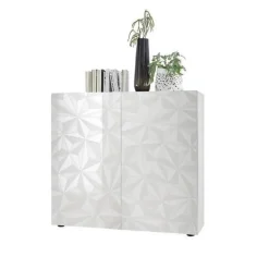Garnero Arredamenti Credenza alta 121x111h cm laccato con serigrafia Marvis Bianco Lucido Best
