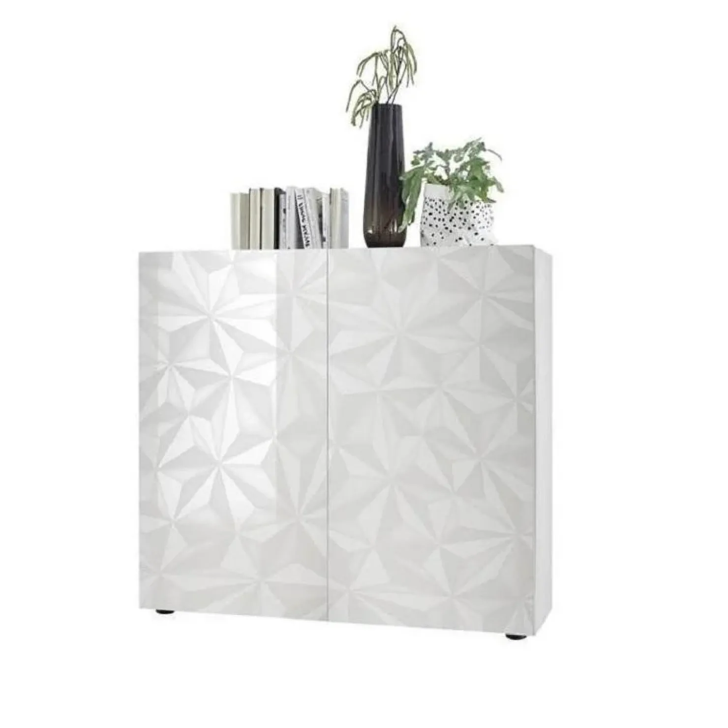 Garnero Arredamenti Credenza alta 121x111h cm laccato con serigrafia Marvis Bianco Lucido Best
