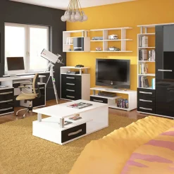 Garnero Arredamenti Credenza alta 90x198h cm bianco opaco nero lucido Lexy New