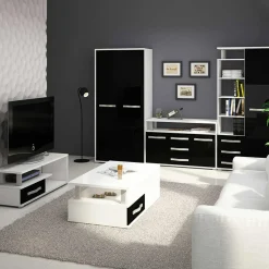 Garnero Arredamenti Credenza alta 90x198h cm bianco opaco nero lucido Lexy New